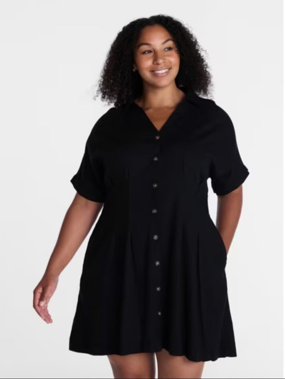 NWT Time & Tru Black Short Sleeve Utility Shirt Dress XXL Casual Minimalist